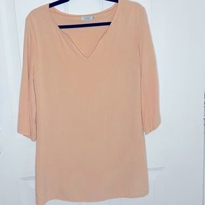Tobi Long Sleeve Dress V Neck - Peach
